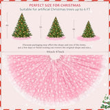 Christmas Wedding Tree Skirt, 4 Layer 47 in Snowflake Tulle Tree Decoration for Party Indoor, Fluffy Tree Cover Mat Ornament for Holiday, Pink