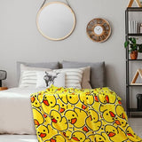 SmoothNovelty Cute Rubber Duck Throw Blanket Cartoon Ducky Gift Decorative Soft Fleece Ducky All Season Blankets Cozy Flannel Carpet for Bed Chair Car Sofa Couch Bedroom(Yellow,50" X 60")