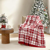 Snuggle Sac Red Checkered Throw Blanket for Couch, Super Soft Cozy Warm Christmas Red Blankets, Reversible Buffalo Plaid Microfiber Throws for Sofa Bed, Red Plaid, 50x60 Inches