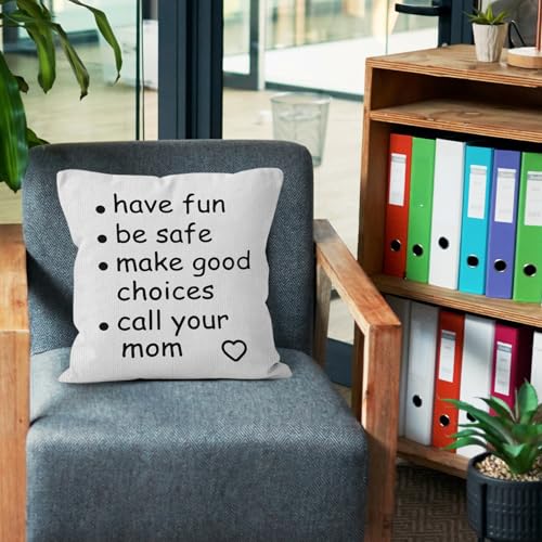 HIWX College Dorm Decor,Funny Have Fun Be Safe Make Good Choices Call Your Mom Decorative 18 x 18 Throw Pillow Cover,Call Your Mom Pillow,Throw Pillows for Dorm Bed Room Student Decor Pillowcase