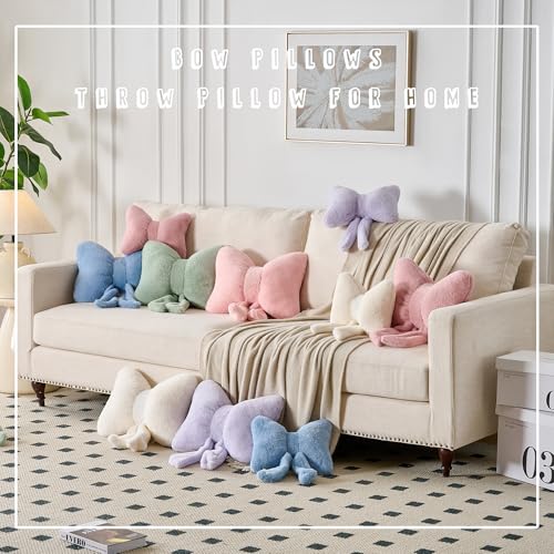 XIAIJIA Bow Pillow Decorative Pillows Aesthetic Home Decor Soft Seat Cushions Cute Throw Pillow for Couch Bow Room Decor Pink 12 * 9inch