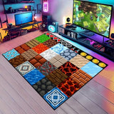 Game Rug Teen Boys Carpet with Pixel Game Element Decoration, 8 Bit Old Games Rugs for Boy’s Bedroom Living Room Playroom, Non-Slip Children Gaming Area Rugs (70" x 55")