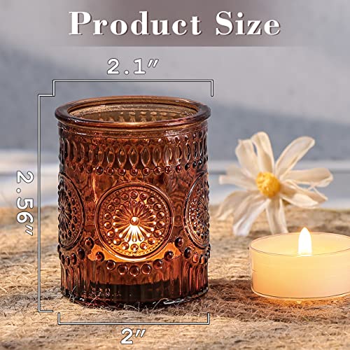 Amber Votive Candle Holders Set of 36- Glass Tea Lights Candle Holders Bulk