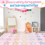 Moucuny Pastel Classroom Rug 6.5 x 11.5 ft Kids Carpet with Non-Slip Backing Class Decor Seating Rug Elementary Classroom Floor Mat for Teaching Playroom Children's Room (Pink)