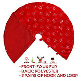 Christmas Tree Skirt - 48 Inches Large Red Tree Skirt with High - End Soft Faux Fur Tree Skirt for Christmas Decorations Indoor Outdoor - Red