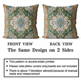Snycler Boho Throw Pillow Covers 18x18 inch Set of 2 Boho Rug Carpet Double Sided Pattern Cotton Soft Pillow Case Cushion Cover Pillowcase for Couch Sofa Bed Decorative (Green)