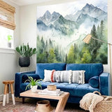 Atrippy Forest Nature Tapestry for Bedroom, Green Misty Foggy Mountain Sage Trees Wall Tapestry, Landscape Aesthetic Room Decor Wall Hanging for Living Room Dorm 51x60 Inches