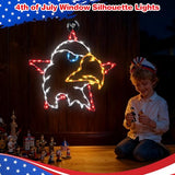 13.7" 4th of July Window Silhouette Light, 4th of July Eagle Decorations with 60 LED Red White Blue Lights, USB Powered with Remote & Timer, Independence Day Decoration for Indoor & Outdoor