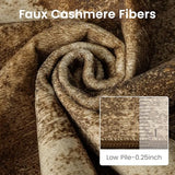 4ft Round Brown Area Rug Washable Non-Slip Circle Carpet