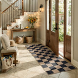 Lahome Checkered Easy Jute Outdoor Runner Rug, 2x6 Kitchen Rugs Washable