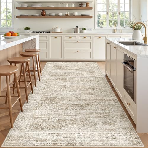 4x8 Rug Non Slip,Washable Hallway Runner Rug,Brown