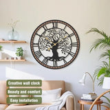 Micasso Wall Clocks Battery Operated: 21Inch Farmhouse Tree of Life Metal with Wood Frame - Rustic Roman Numerals Clock for Bedroom/Home Office/Living Room - Home Decor for Trendy Fashionistas