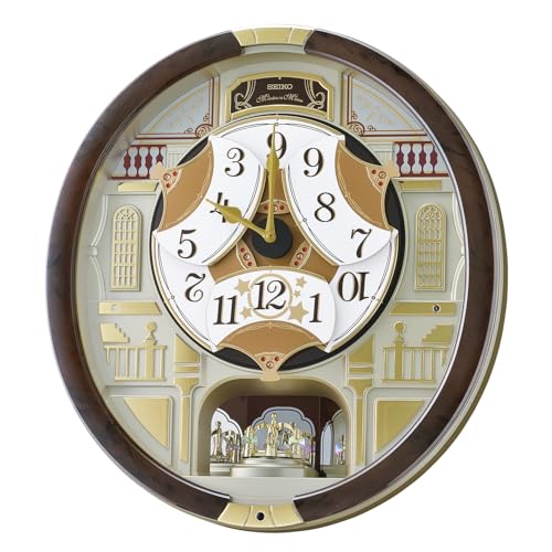 SEIKO QXM607BRHZ 45 Melodies in Motion Wall Clock with Rotating Pendulum