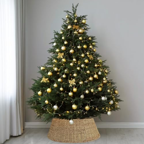 Rocinha Rattan Christmas Tree Collar Basket - Rustic Handcrafted Tree Ring