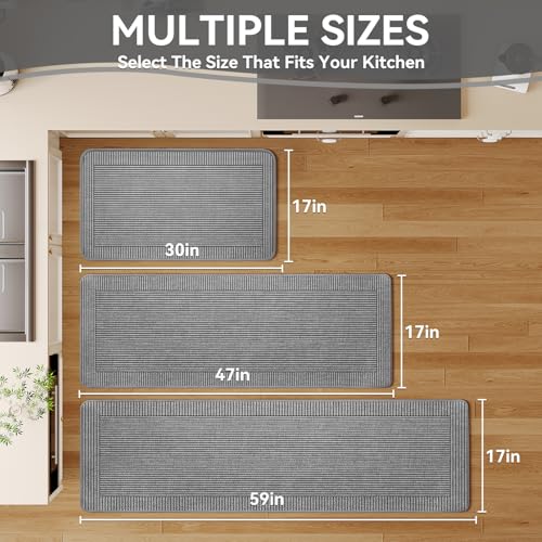 Kitchen Mats for Floor, Non Slip Kitchen Rugs, 17x30 Grey