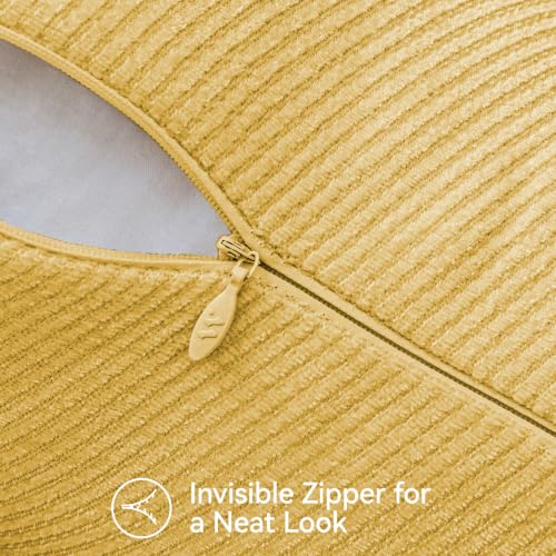Fall Decorative Throw Pillow Covers Pack of 2,20x12 Inch Mustard Yellow
