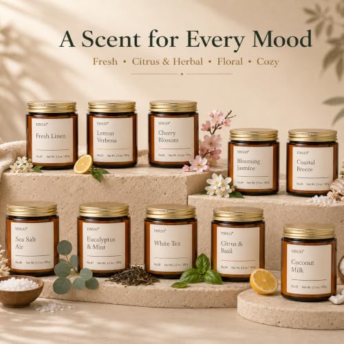 Scented Candle Gift Set, 10 Scents Soy Wax Candles, 35 oz Total