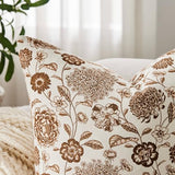 Botanical Throw Pillow Covers Set of 2, 20x20 Inch Brown