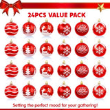 Joiedomi 24 Pcs 2.3” Red & White Christmas Ball Ornaments, Shatterproof Plastic Christmas Tree Ornaments, Hanging Decor for Wreath Garland Party Weddings Holidays