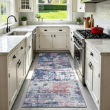 Sasttie 2x6 Runner Rug, Modern Abstract Hallway Carpet, Pink & Blue