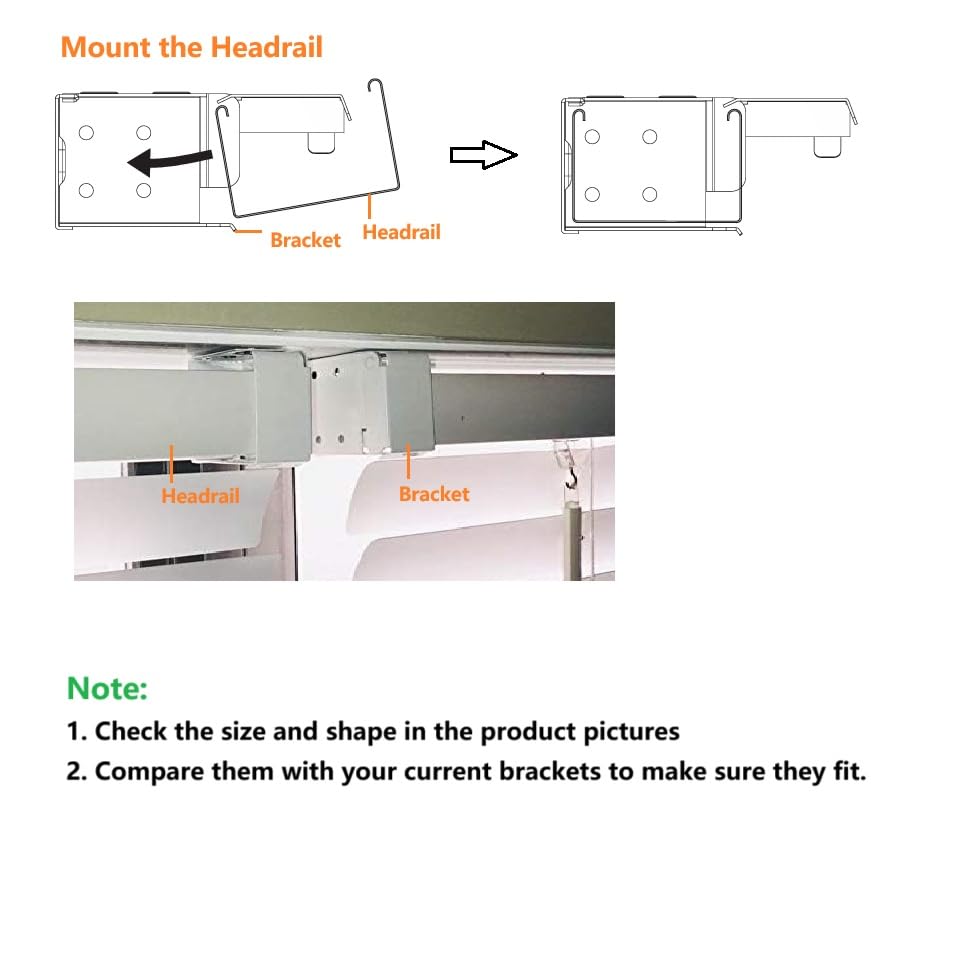 Cutelec 2pcs Box Mounting Bracket for High Profile Blinds 2inch White Color Window Blinds Headrail Holder Bracket