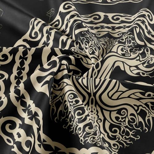 Hajmsug Vikings Tapestry,Black and White Tree Bird of Wisdom Celtic Rune Ancient Rune Totem Norse Mythology Medieval Viking Wall Art,Aesthetic Mythology Tapestry for Bedroom Living Room,40X30 Inch.