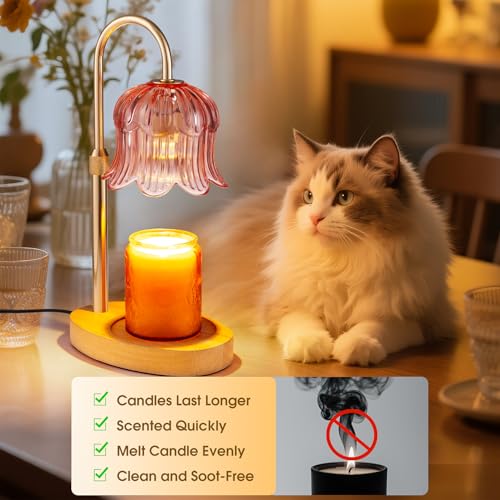 Candle Warmer Lamp Adjustable Timer Electric－Pink Flower Wax lamp