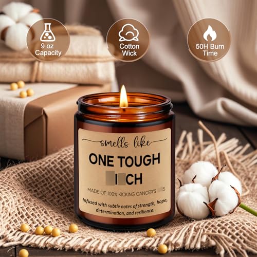 LEADO Scented Candles - Breast Cancer Survivor Gifts for Woman - Chemo Comfort Items, Cancer Care Gifts for Women - Funny Mastectomy, Cheer Up, Surgery Recovery Present for Chemo Patients, Mom