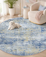 OLANLY 5ft Round Washable Rug, Soft Non Slip Carpet for Bedroom Living Room