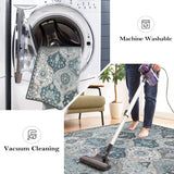 Lahome Moroccan Washable Runner Rug, 2x6 Blue Kitchen Runners for Hallways