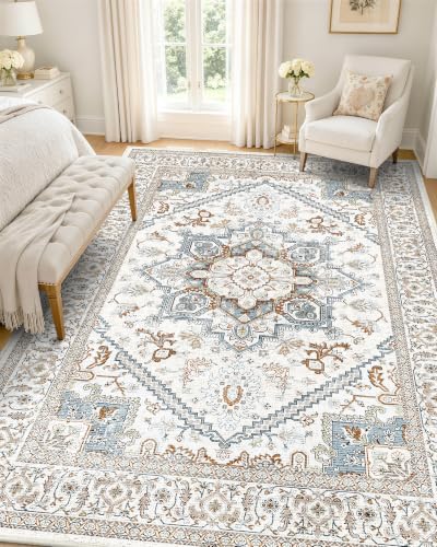OLANLY 5x8 Washable Area Rug, Soft Non Slip Carpet for Living Room