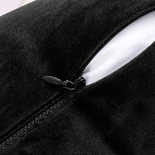 NiNi ALL Throw Pillow Covers 18x18 Inch, Pack of 2 - Black Velvet Decorative Cases for Outdoor Garden Farmhouse Cushion Caes Modern HomeDecor for Sofa Bed Chair