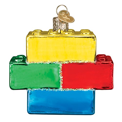 Old World Christmas Building Blocks Glass Blown Ornament for Christmas Tree, Handcrafted Holiday Decoration, Children's Collection