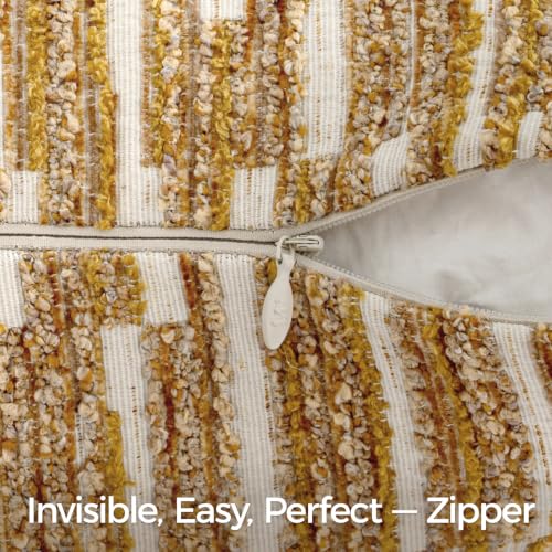 Boho Striped Decorative Throw Pillow Covers 20"X12"Set of 2 Mustard Yellow