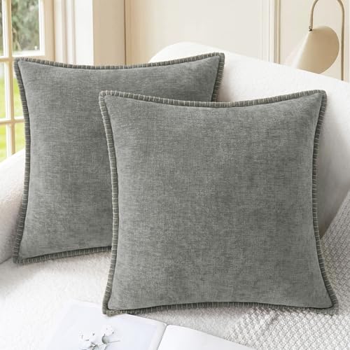 CaliTime Decorative Couch Throw Pillow Covers 18 X 18 Inches Medium Grey