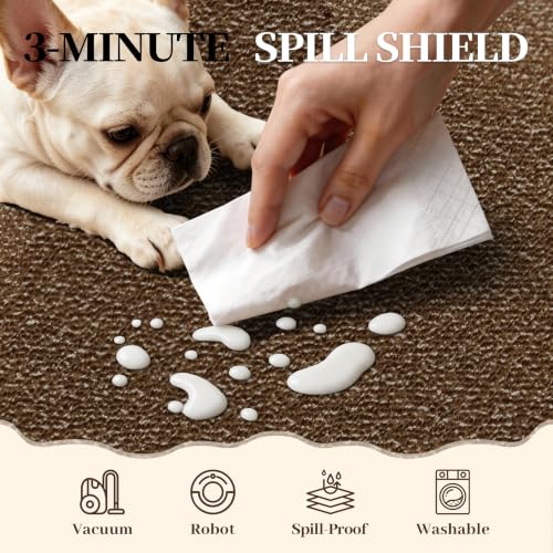 Waterproof 2x10 Rug Runners for Hallways Non Slip for Dogs, Textured Brown