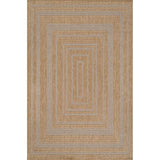 Beverly Rug Easy Jute Framed Border Rug 6x9 Washable Durable Indoor Outdoor Area Rugs for Living Dining Room Patio Office Stain Resistant Non Shedding Casual Indoor Outside Carpet 6 x 9 Natural