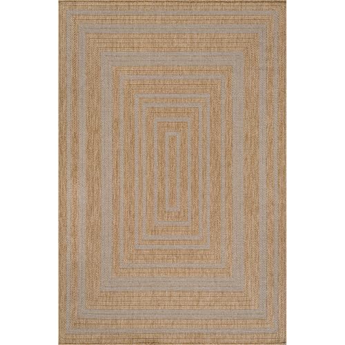 Beverly Rug Easy Jute Framed Border Rug 8x10 Washable Durable Indoor Outdoor Area Rugs for Living Dining Room Patio Office Stain Resistant Non Shedding Casual Indoor Outside Carpet 8 x 10 Natural