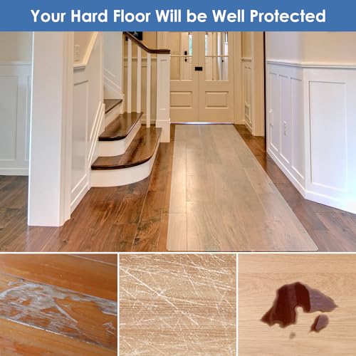 Vicwe Clear Runner Rug for Hallway, 2'x7' No Slip Waterproof Kitchen Standing Floor Mat, Vinyl Indoor Outdoor Entryway Runner Rug for Laundry, Living Room