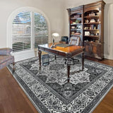4x6 Area Rugs for Living Room, Washable Rug Vintage Floral, Gray