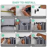 Matte Black Curtain Rods for Windows 48 to 86 Inch, 1-Inch Adjustable Drapery Rods with Aluminum End Cap and Brackets for Room Divider, Bedroom, Living room, Kitchen, Bathroom Etc