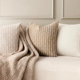 Foindtower Pack of 2 Decorative Jacquard Boucle Throw Pillow Covers Accent Textured Striped Pillowcases Soft Boho Modern Cushion for Couch Sofa Bedroom Living Room Home Decor 20x20 Inch Natural Beige