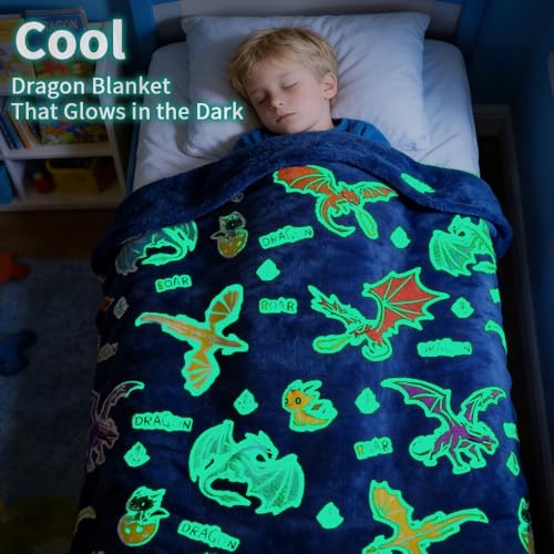 Dragon Gifts, Dragons Blanket and Soft Silicone Night Light, Dragon Theme Gifts and Decoration for Boys Kids