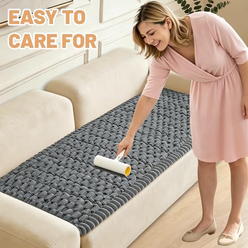 Couch Cover for Dogs Washable,Non Slip Fuzzy Durable Couch Covers for 3 Cushion Sofa Pet Friendly Sofa Cover Dog Thick Soft Slipcovers Protector Couches Mat Bed (Grey, 27.6" x 59"/70 x 150cm)