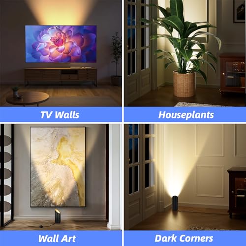 2 Pack Up Lights Indoor Floor Can Light, 6W 3000K GU10 LED Spotlights, Indoor Uplights for Home Accent, Plant, Artwork, 5.9FT Plug Cord & Foot Switch, Black