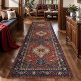 Tangsoo Red 3x10 Washable Hallway Runner Rug, Oriental Non Slip Runner Rug