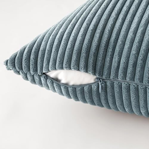 MIULEE Soft Corduroy Decorative Throw Pillow Covers Blue Navy Series 20x20