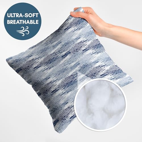 Americanflat 18x18 Throw Pillow with Sewn-in Insert - All-in-One Decorative Pillows - No Cover Needed - Soft and Durable Cushion for Bed or Sofa - Polyester - Blue and White