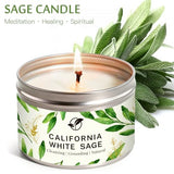 Sage Candles for Cleansing, Pure White Sage Candle 6 OZ- 35 Hour Burn Time, Aromatherapy Candle for Cleansing House Negative Energy Smudge Kit, Spiritual Meditation Housewarming Gifts