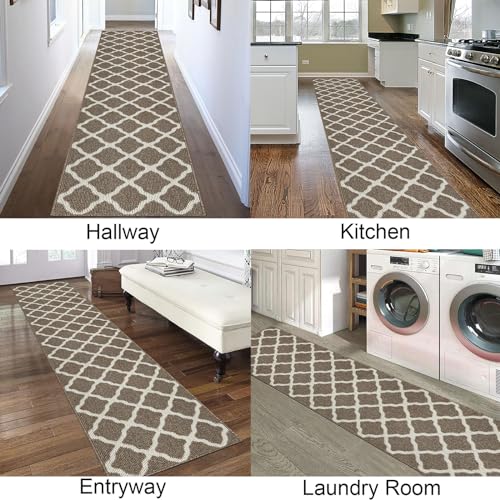 SHACOS Dirt Trapper Runner Rugs 2'x6' Non Slip Washable Hallway Kitchen Runner Rug Long Door Mats Rug Runner Carpet Runners for Garage Laundry Room Entryway, Brown